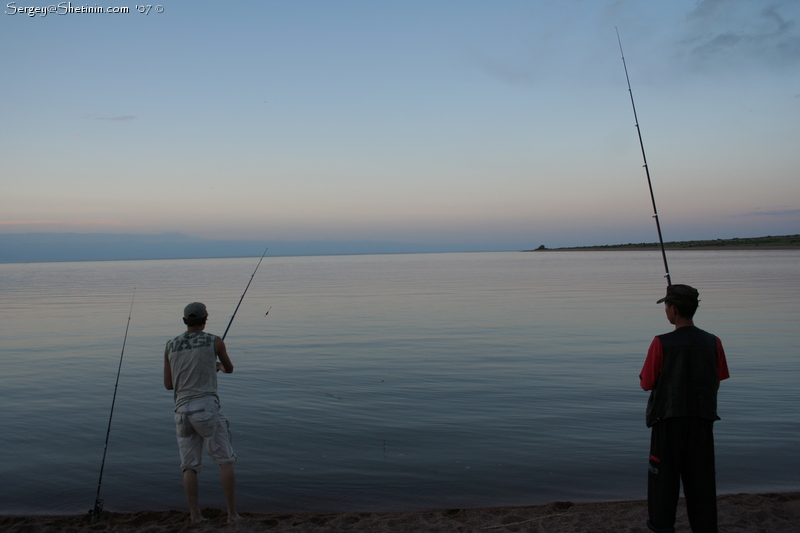 Evening biting. Issyk-Kul Lake fishing.