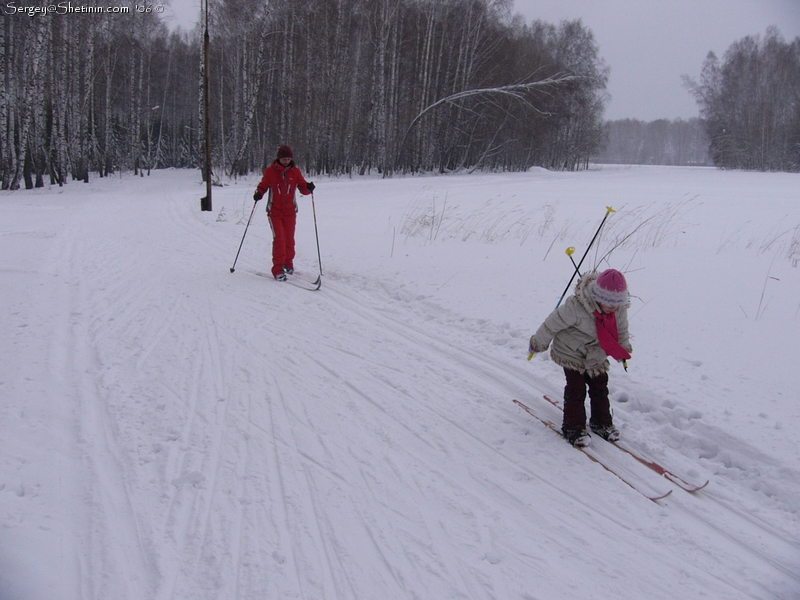 Lyuba is skiing faster...