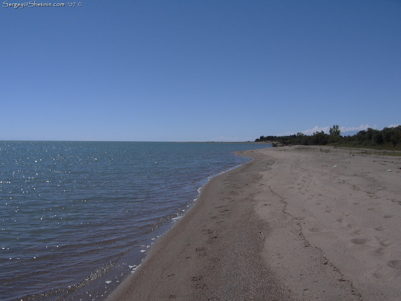 Sandy beach of Issyk-Kul Lake