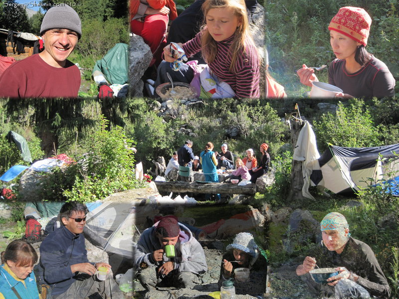 Breakfast. Morning on the refuge "Sirota"