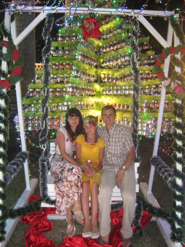 Our happy family and Christmas tree. Pattaya