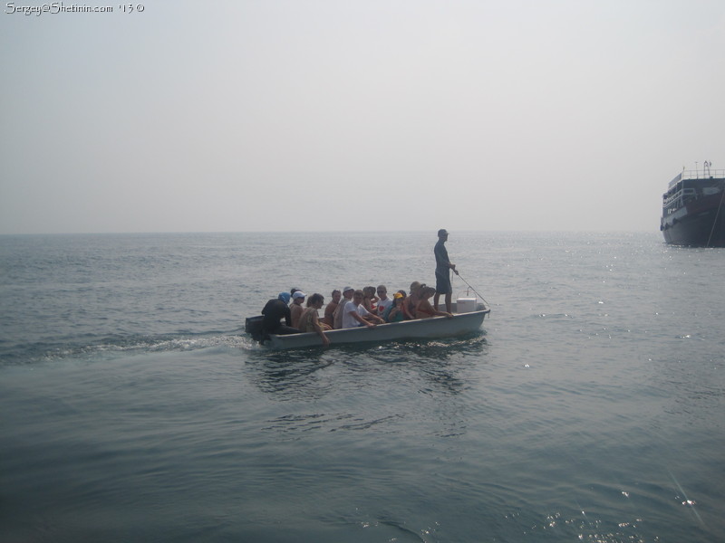 Using small boats to get to the shore
