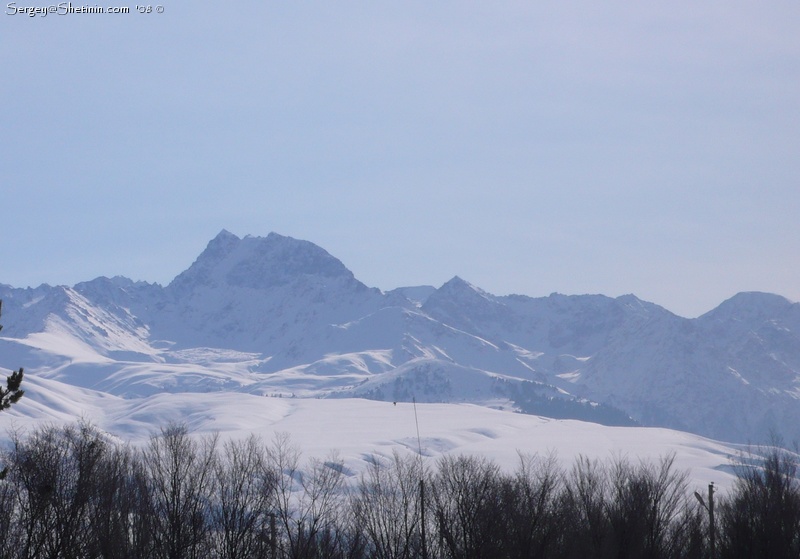 Peak Prjevalsky and ski routes view from Karakol town