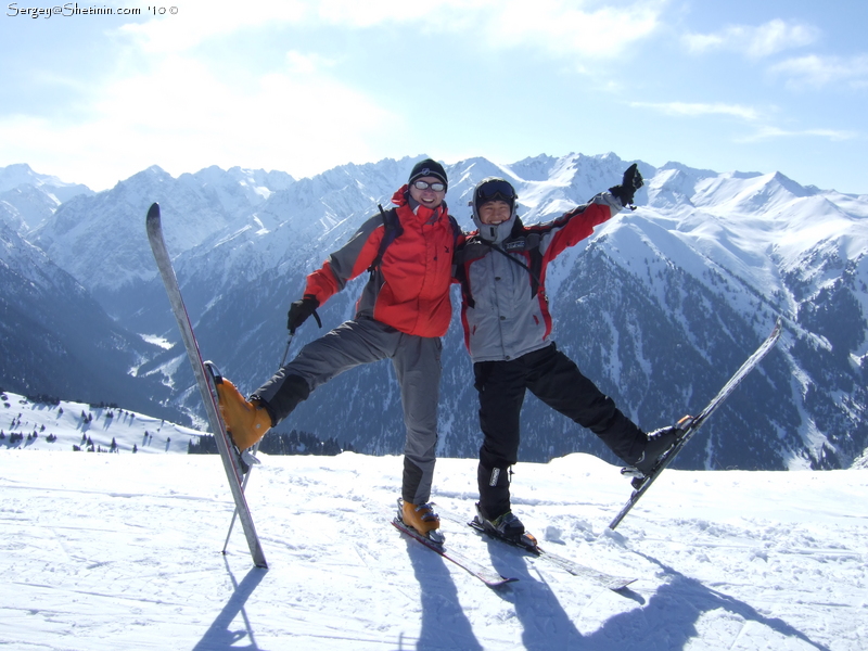 Sergey, Azat and Karakol peak. View from 3050m.