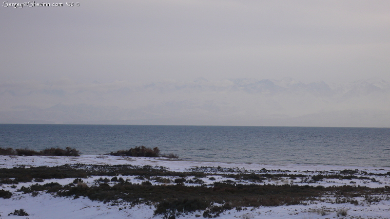 Winter Issyk-Kul Lake from the road Bishkek - Karakol