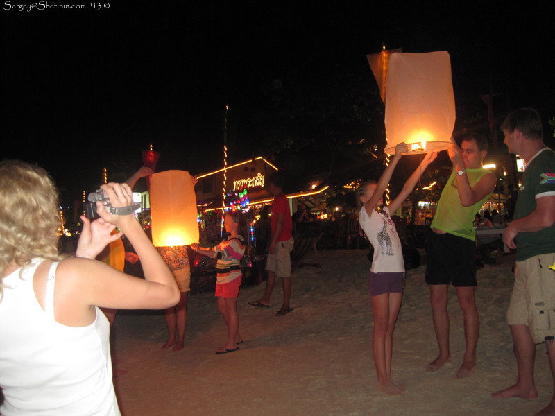 Launch of Chinese sky lantern. Thailand