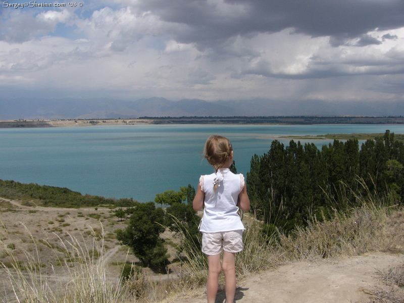 View of Issyk-Kul Lake from the hill.