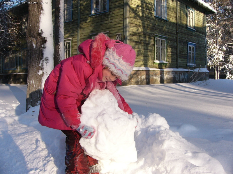 Lyuba and snowball.