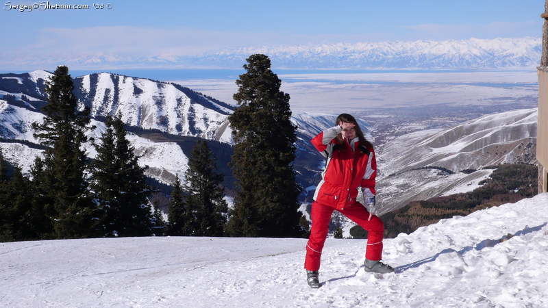 Nataly at the ski route. Karakol