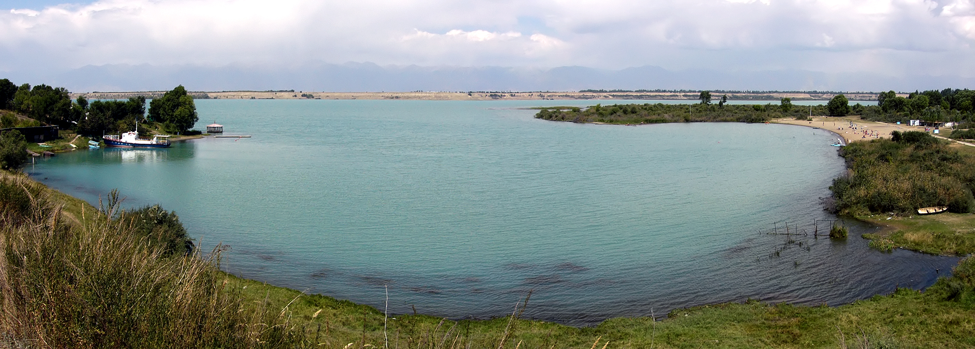 Pristan. Issyk-Kul. City beach. Panoramic view.