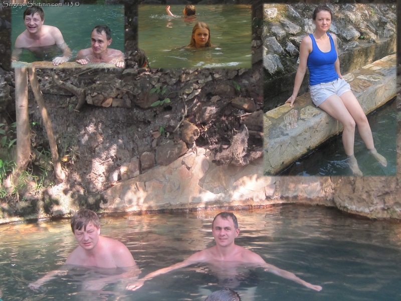 Taking a bath. Hot springs in Thai