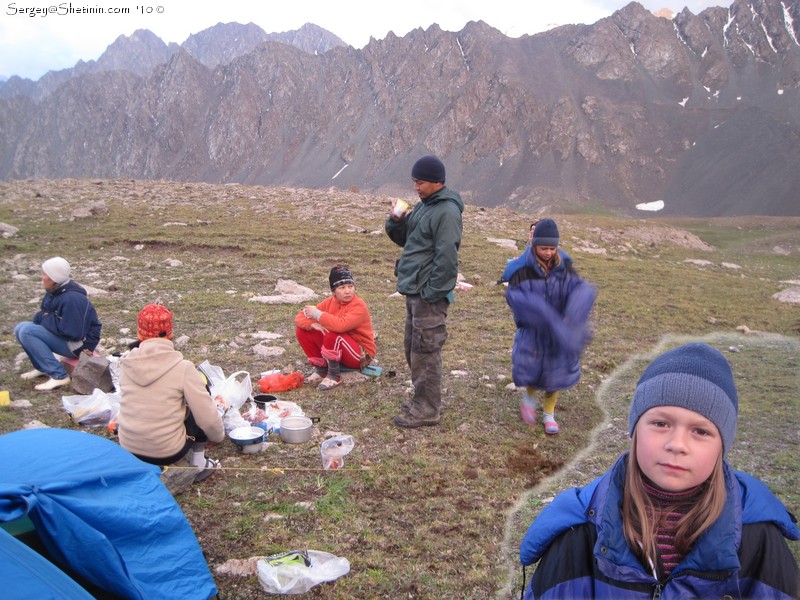 Dinner in camping Ala-Kul. Lyuba alive again