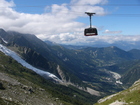 This is a view from the middle station of Aiguille-du-midi cable-way.
