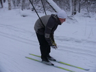 Dima went by very quickly. He was watching how Zhanna and Lyuba are finishing their descent.