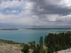 This is a part of Djergalan bay of eastern part of Issyk-Kul Lake. Here you can see the point of Karakol river emptying. This picture is taken from the hill where SMU is situated.
