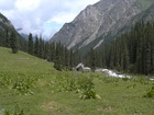 Karakol valley. The place where the stream flowing from Telety pass is joining Uyuntor river.