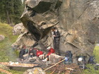 Meanwhile the weather was changing. Storm and rain came suddenly and we decided to stay under the roof of rock while it was rainy.