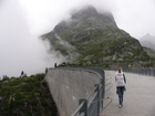 It's not forbidden to walk by the dam and there is a road around the lake, but we didn't check it.