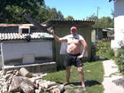 One day our grandfather got a help from local administration - a few poplar logs as a firewood. Nobody cut them of course. And I decided to ask some superman to help. I phoned by the secret number and that's it! - Misa-superman is here. In half an hour all logs were cut and work was finished!