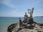 On the eastern shore of Koh Samet Island they also have sculptures of prince and water nympth from legend of Koh Samed Island. Thailand.