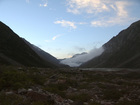 The sky became clear to the night. Still was cloudy in the lower part of Karakol Valley - but that could be a smoke from the campfire of the big camp set by Tomsk group of mountaineers.