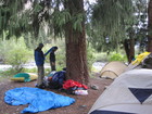 We set up our tents around hut of refuge "Sirota". The weather was already sunny and evening was lovely.