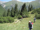 Going down from Ala-Kul pass to Altyn Arashan we arrived to first forest. After this place we should go one hour more to reach resort Altyn Arashan where we have a next camping.