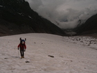 After one hour of our glacier walking we understood that we cannot escape the bad weather coming from the valley to us. But in spite of this we continued our moving.