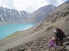 We climbed higher and higher to Ala-Kul Pass. At altitude of around 3700 m our young ladies needed more rest. Askhat and I followed with our girls helping them talking about surrounding nature and other simple things.