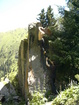 Every big rock was the object for climbing for Greg and Erwin on the way up along Karakol valley.