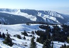 From this point (from Panorama upper routes) you can see that currently ski-base Karakol has 3 main altitude lifts (don't count that lower lift for beginners and children). Far there - the main lift. Then you can see one more additional lift - it's run on high load days to bring people from cafe to 2800m altitude. And the closest lift you can see - the lift to 3050m to Panorama.