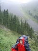 Crossing the forest, high grass and bushes on the way up to "Sirota" refuge I became to be wet - same as my backpack in spite of all was covered with waterproof clothes. But being a real kyrgyz batir (batyr - hero) I wasn't care about this and continued our climbing.