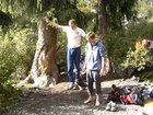 I have tried slacklining with the help of Erwin and Greg. That was really interesting to feel how slackline is going away from under your feet every second - support of guys was necessary.