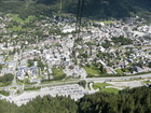 Higher and higher above the city in the cabine.