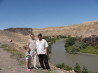 Lyuba, me and Sergey are against a background of river and Charyn canyon.