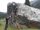 Having a rest under the rock, Erwin and Greg, as ususal decided to climb this rock. Remarkable that 11 years ago the same route was done by our common friend - Jean-Claude Legros.