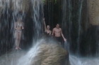 I am testing the waterfall strength. This is the lower waterfall of seven Erawan levels. We were not very excited after this visit, we saw much bigger waterfalls in Kyrgyzstan and tehy were even more beautiful. Probably big crowds of people spoil the emotions.