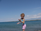 "Why should I wait? The water is warm..." said Lyuba trying to go swimming in Issyk-Kul Lake.