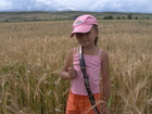 While we were walking around we found a wheat-barley field where Lyuba has taken a few spikelets.