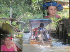 The traffic was terrible on these streets. We spent about 20 minutes visiting the different shops with souvenirs, where bought one hat for Lyuba for 100 baht.