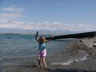 This morning Lyuba was first to swim in Issuk-Kul Lake.