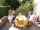 That was decided to have a breakfast outside and everybody used straws because of sun shining.