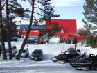 The parking place in front of administration building of Karakol ski base.