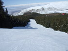 This is the meddli of main route (bottom part is after the turn to the right doen there). The deep slope is higher and this part of route is good for those who wants practice skiing skills.