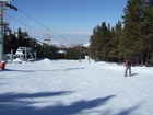 That's it. The end of first lower lift. You can see the start point for the next lift (that goes to Panorama) and the roof of hotel "Kapriz". This skiing route is really for beginners or for children. We took that for start of the day to warm up our bodies :)