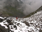 We have reached the first snow after one hour of climbing from Sirota refuge. FAt the photo: Valerie, Greg, Erwin.