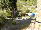 We hanged all our stuff to drying and got some time for different activities. For example that was slacklining . Greg is fond of this kind of activity and has shown us his skills between two trees at "Sirota" refuge.