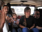 August 18, 2010. After lunch in Karakol's cafe we dropped our rucksacks in the van and took our seats and started our drive to Karakol valley, 20 km far from the town.
At photo (left to right): Askhat, Lyuba, Alina, Volodya