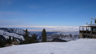 Another view from 2650m. There is a small cafe is situated here (to the right on the photo) where you can have drinks and snacks with no need to return to Karakol ski-base's buildings down there.