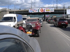 We are driving under the Metro Station Rechnoy Vokzal bridge